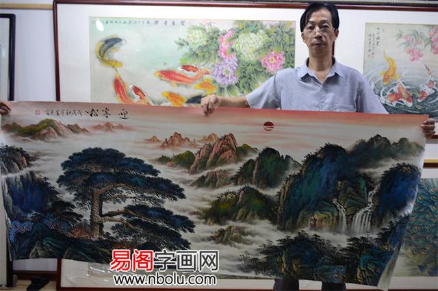 乔嵩东（乔少东）聚宝盆山水画，请回家一起财源滚滚-图1